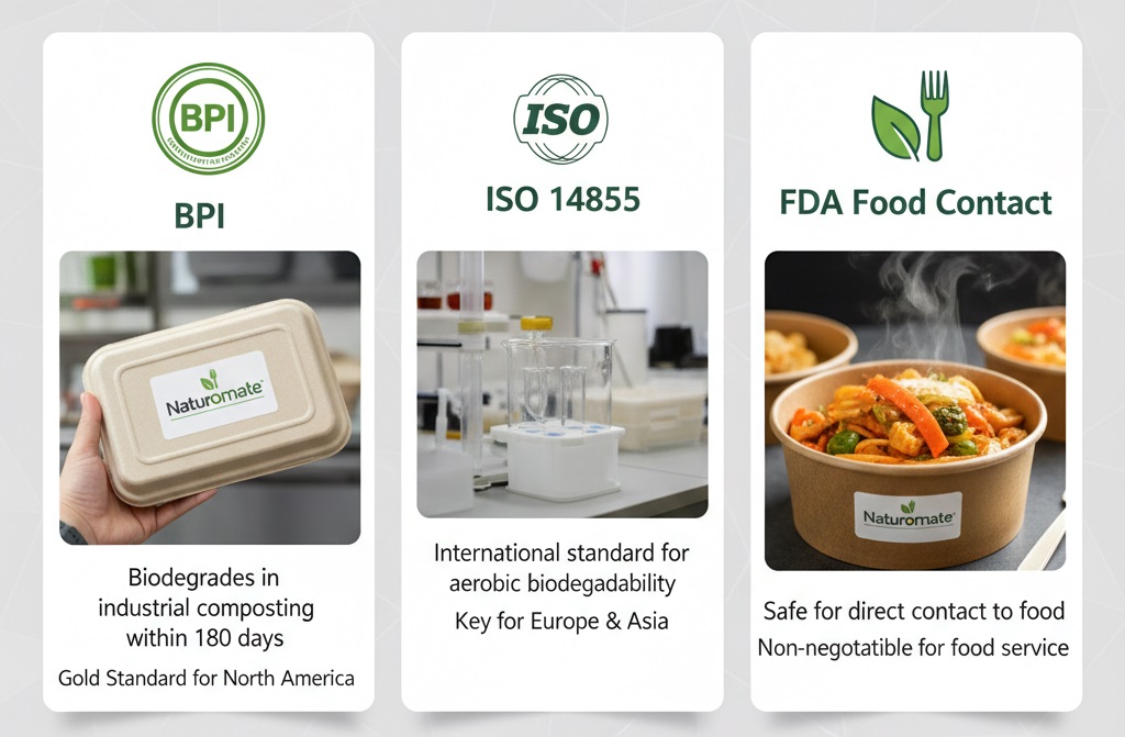 Understanding Compostability Certifications: BPI, ISO & FDA - Naturomate Green Talk
